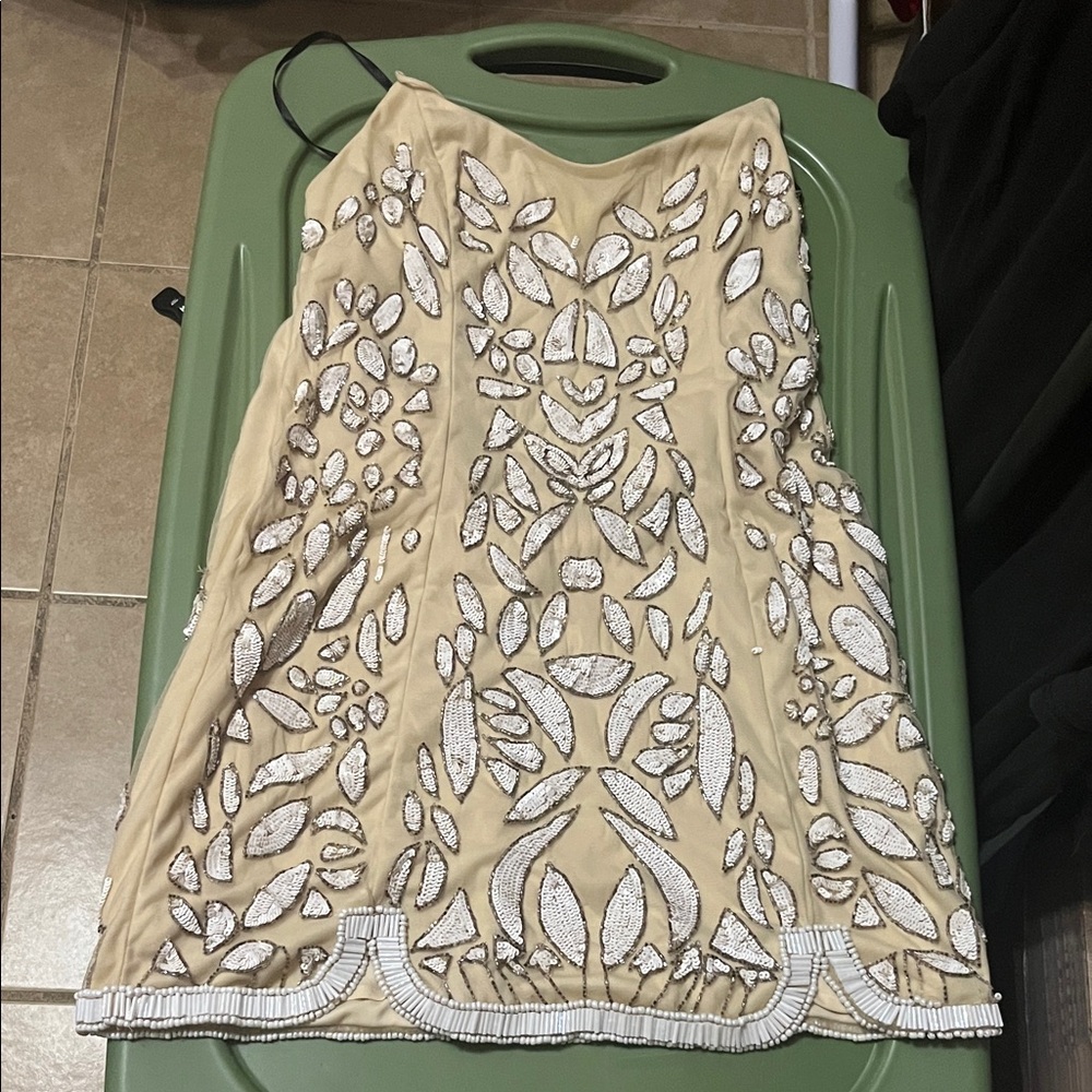 NBD Beige and White Embellished Mini Dress - Picture 5 of 6